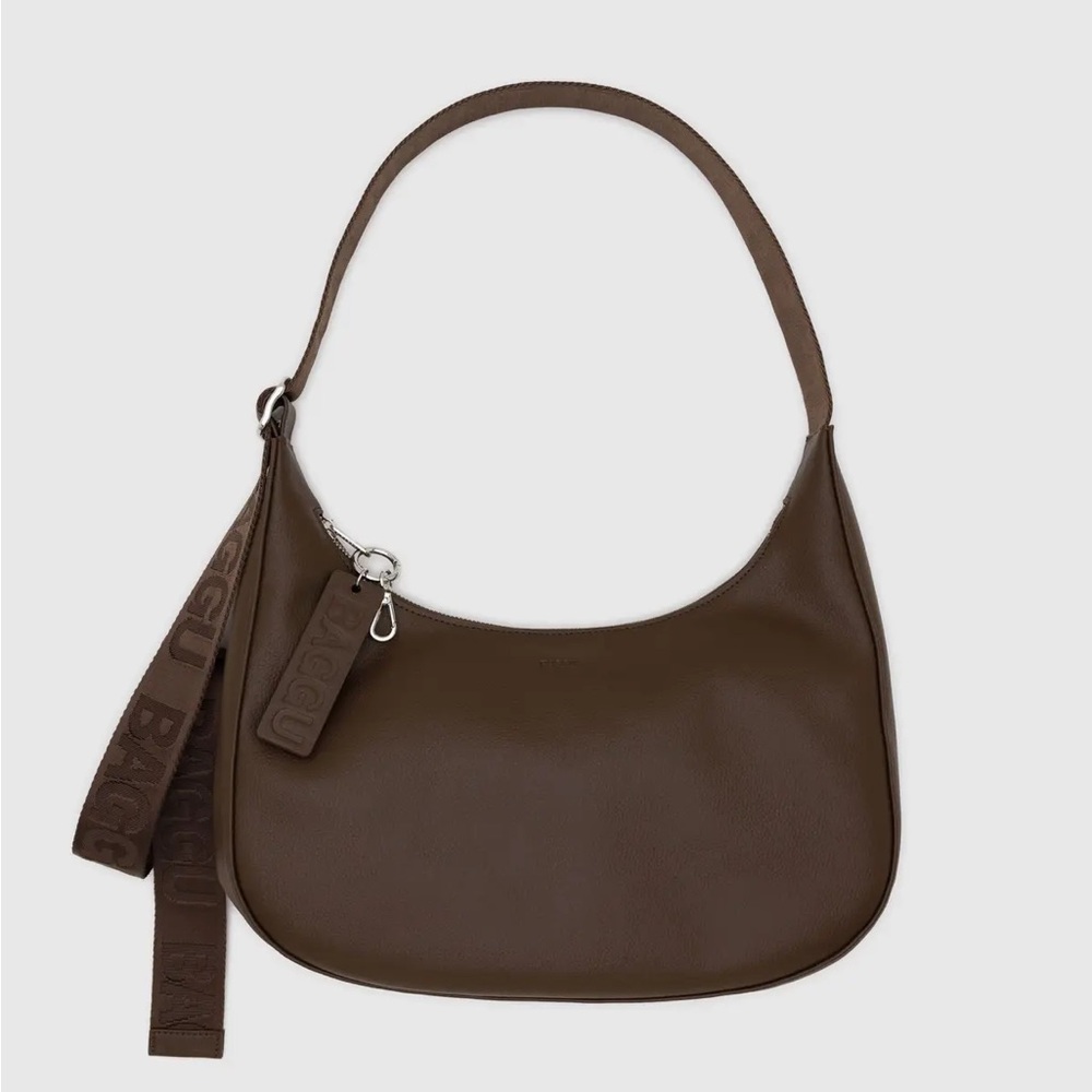 Baggu Brown leather medium Crescent bag